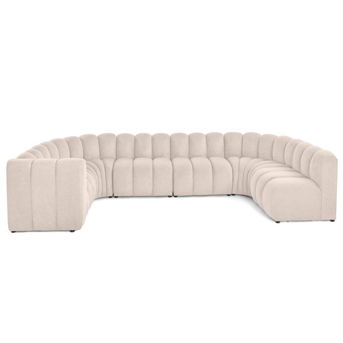 LISA DESIGN Debbie - canapé modulable panoramique d'angle droit 7 places en tissu texturé