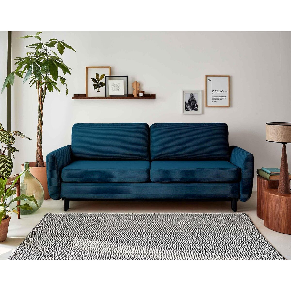 LISA DESIGN Dan - canapé 3 places - convertible avec coffre - en velours côtelé