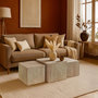 Voir la diapositive 5 : Paris Prix Lot de 3 Tables Basses Effet Travertin  Odis  58cm Beige