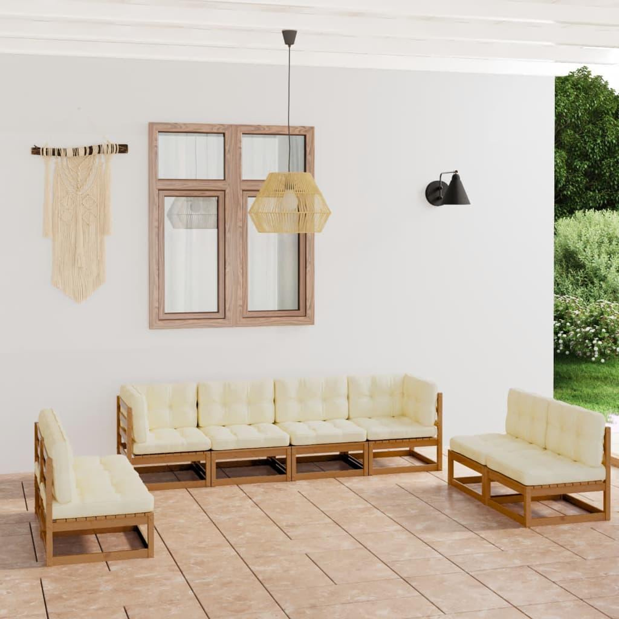 Voir la diapositive 1 : VIDAXL Salon de jardin 8 pcs avec coussins Bois de pin massif