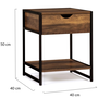 Voir la diapositive 5 : ID MARKET Lot de 2 tables de chevet HAWKINS 1 tiroir avec tablette bois foncé design industriel