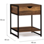 Voir la diapositive 5 : ID MARKET Lot de 2 tables de chevet HAWKINS 1 tiroir avec tablette bois foncé design industriel