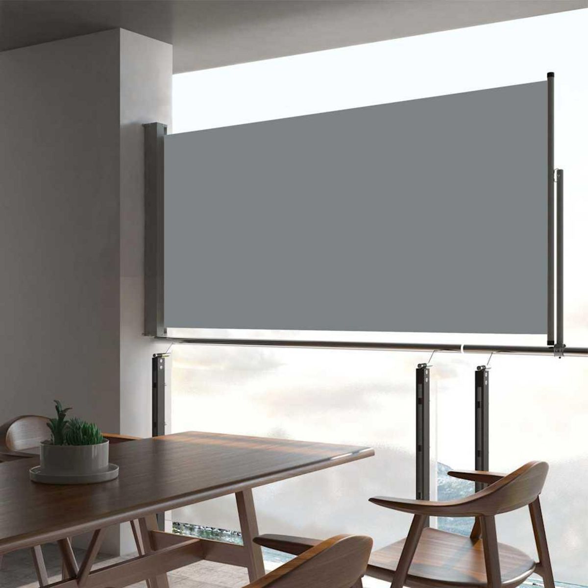 VIDAXL Auvent lateral retractable de patio 80x300 cm Gris