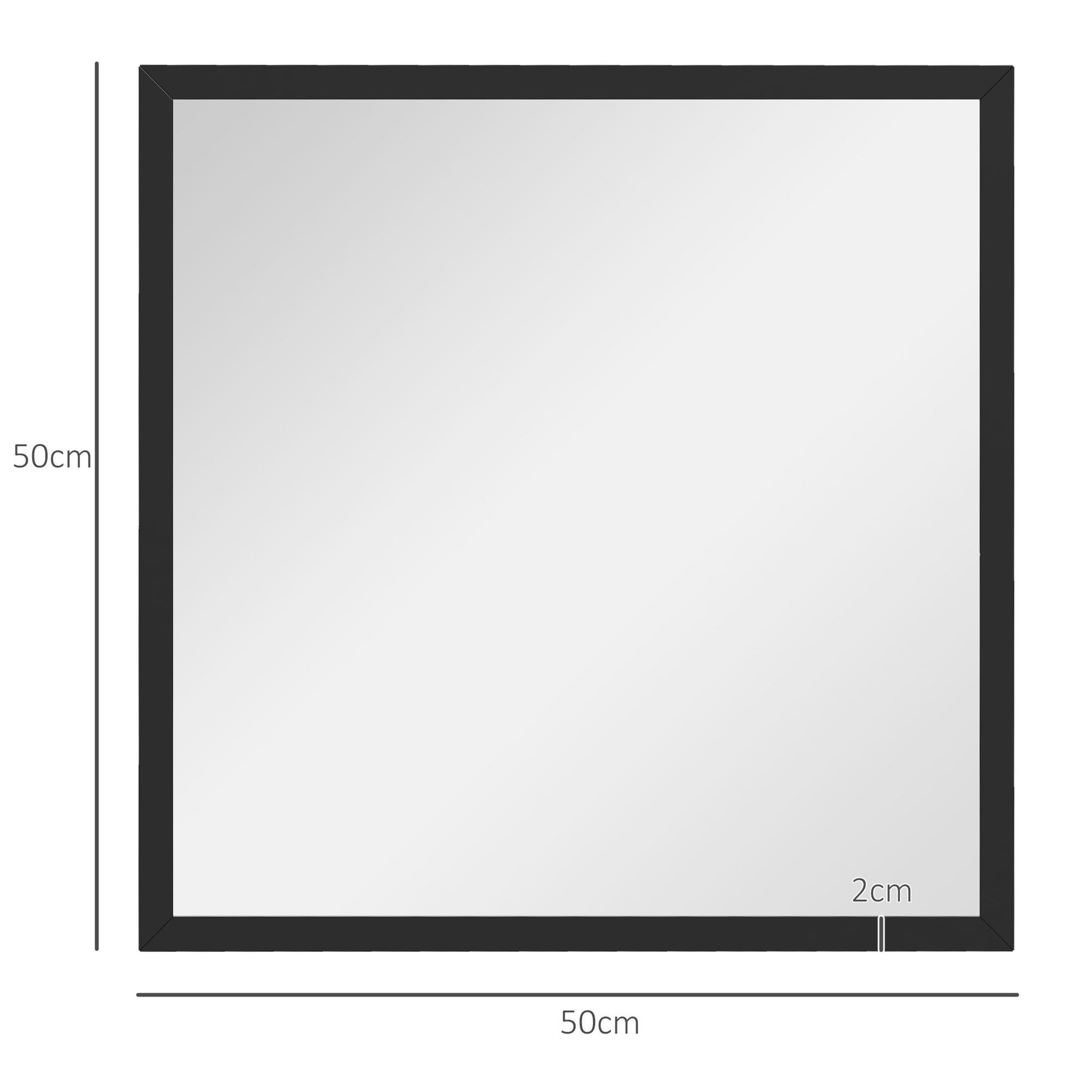 Voir la diapositive 3 : HOMCOM Miroir mural carré dim. 50L x 50H cm cadre bois noir