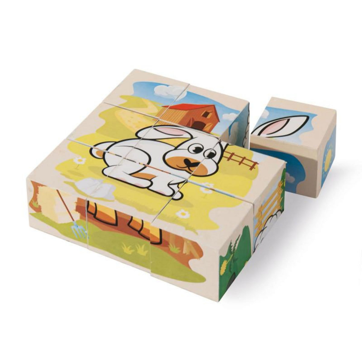Eichhorn Eichhorn Puzzle cube en bois La ferme 9 pièces