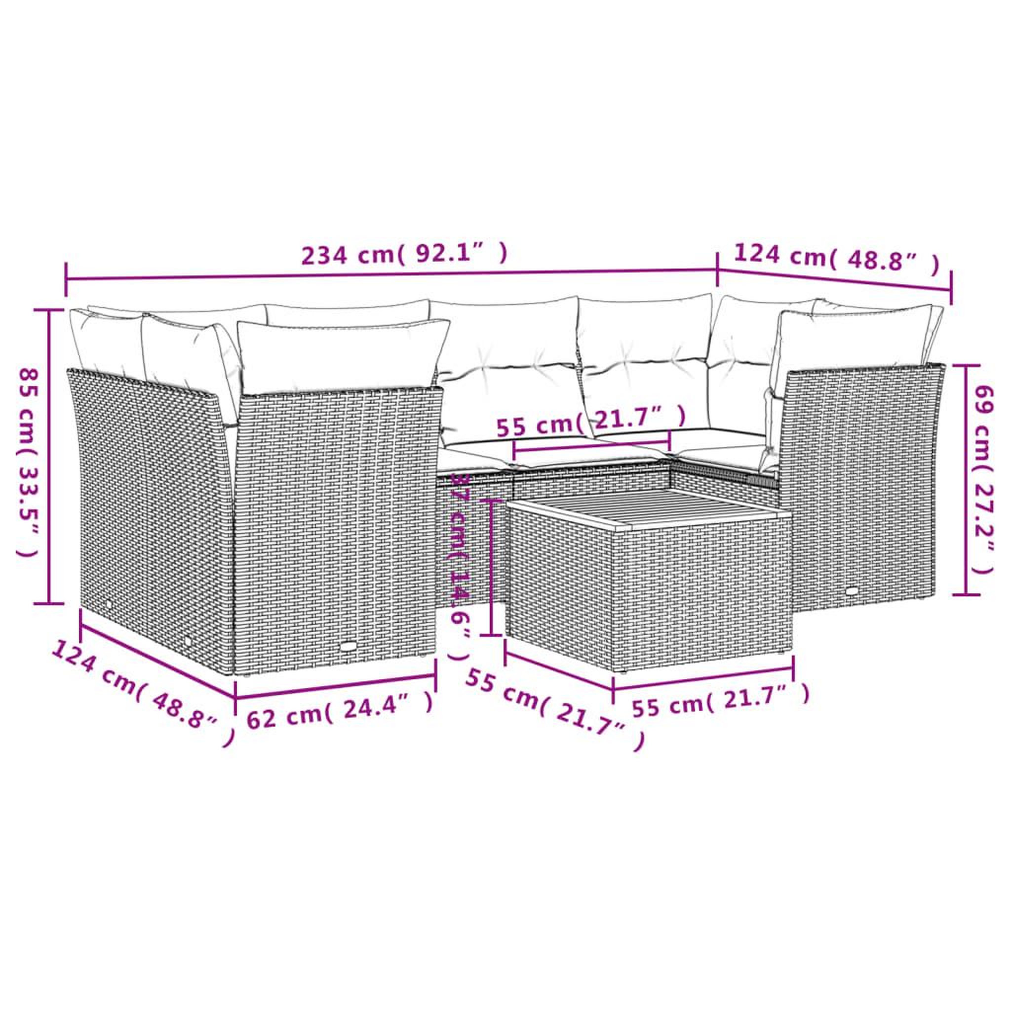 Voir la diapositive 6 : VIDAXL Salon de jardin avec coussins 7pcs melange beige resine tressee