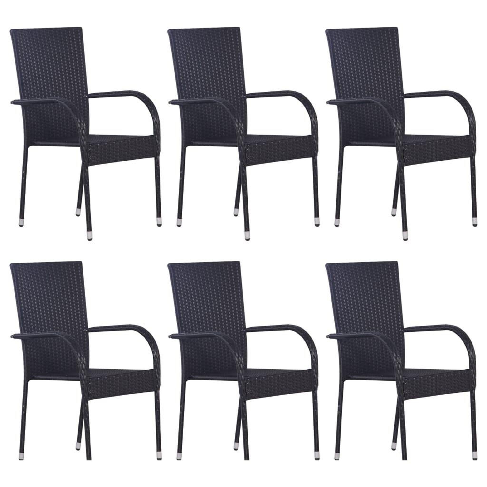Voir la diapositive 5 : VIDAXL Ensemble a manger de jardin 7 pcs Resine tressee Noir