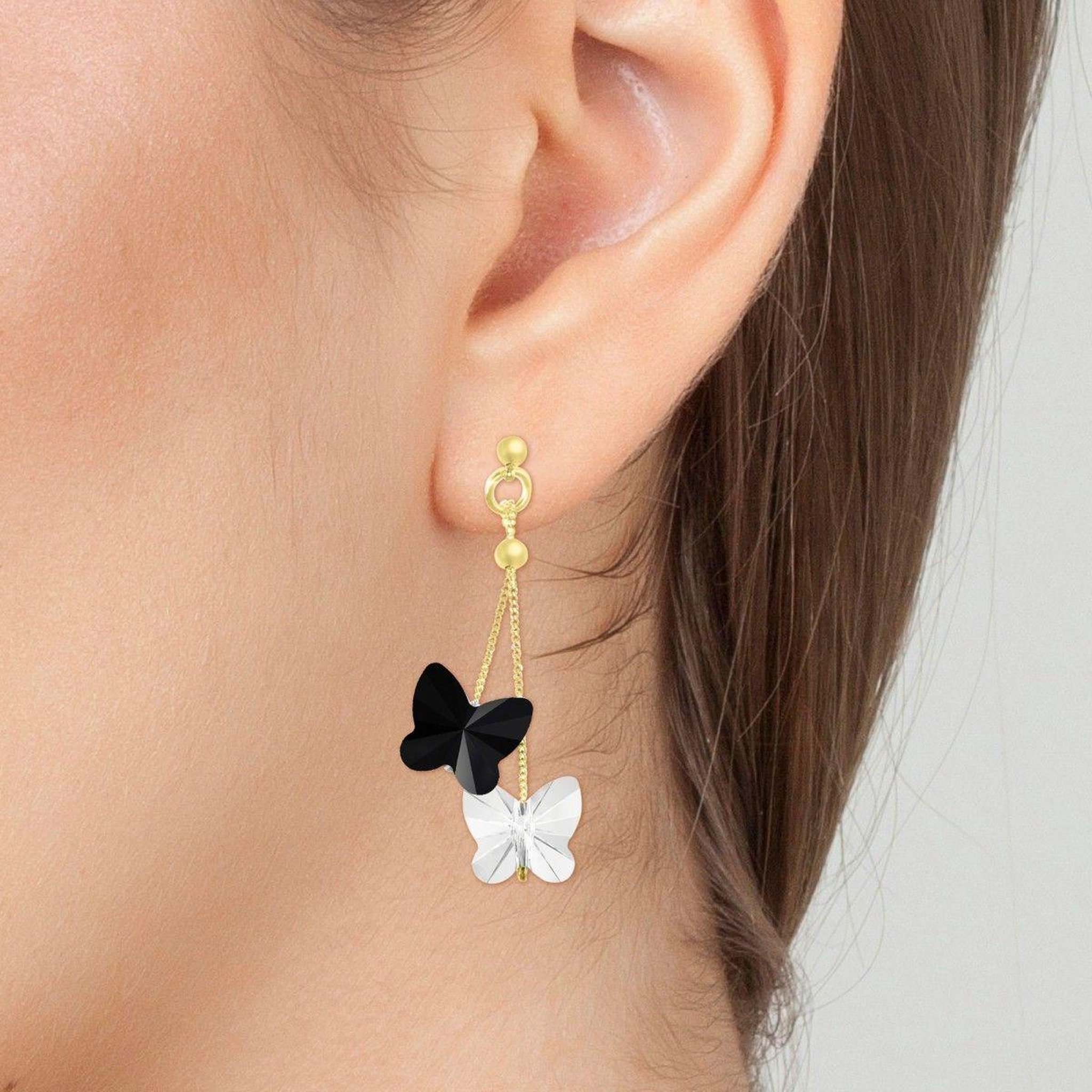 Voir la diapositive 2 : SC BOHEME Boucles d'oreilles papillons ornées de cristaux scintillants par SC Bohème