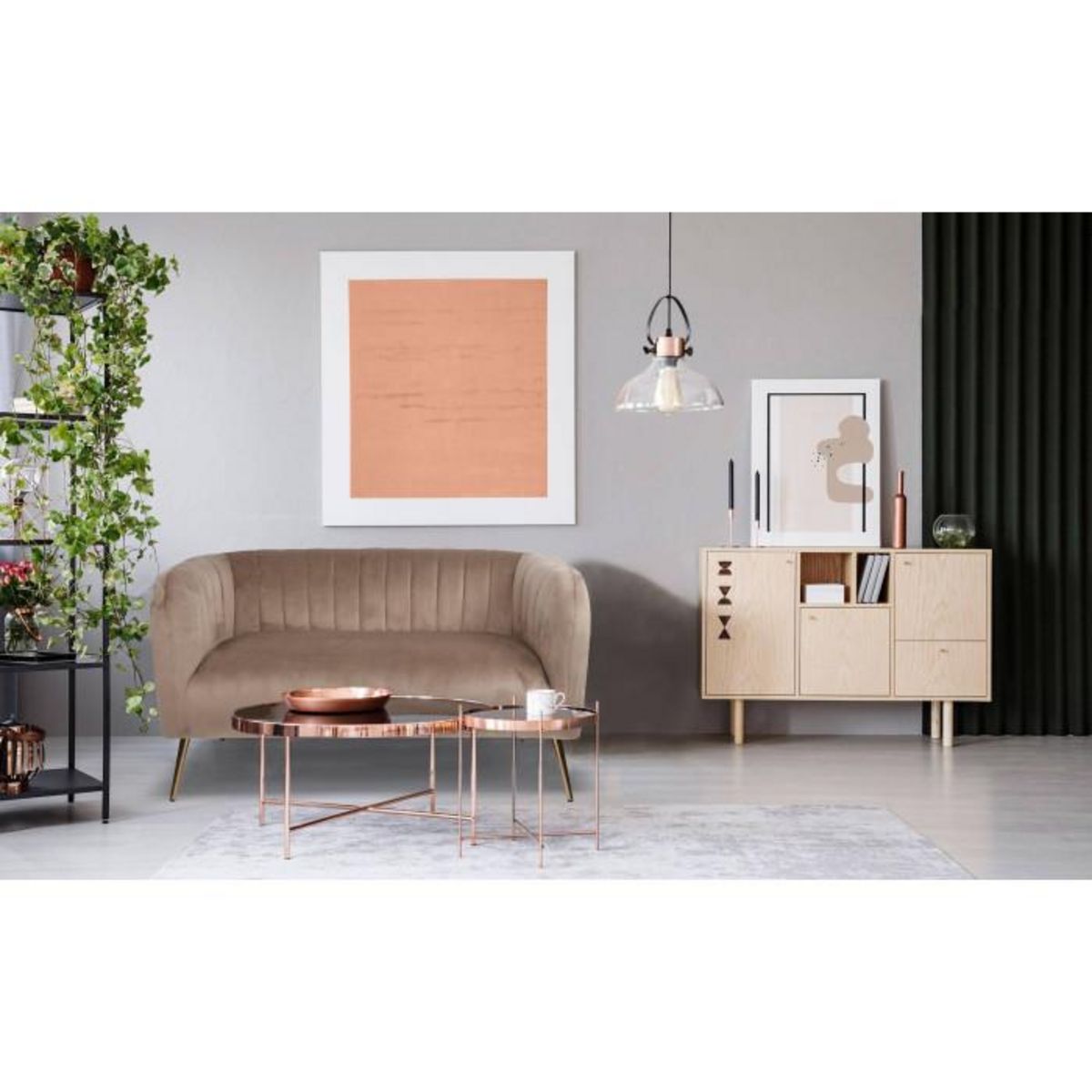 Paris Prix Canapé 2 Places en Velours  Reuben  128cm Taupe