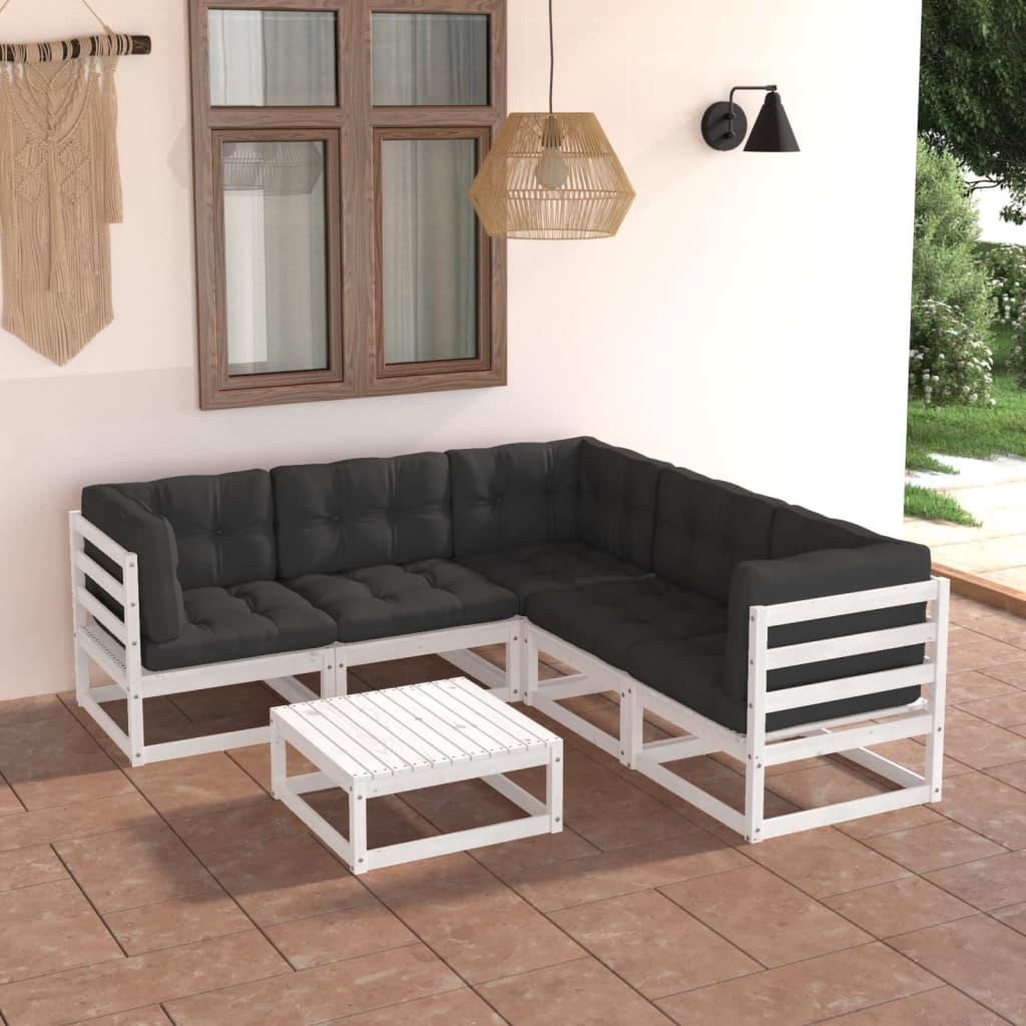 Voir la diapositive 1 : VIDAXL Salon de jardin 6 pcs avec coussins Bois de pin massif