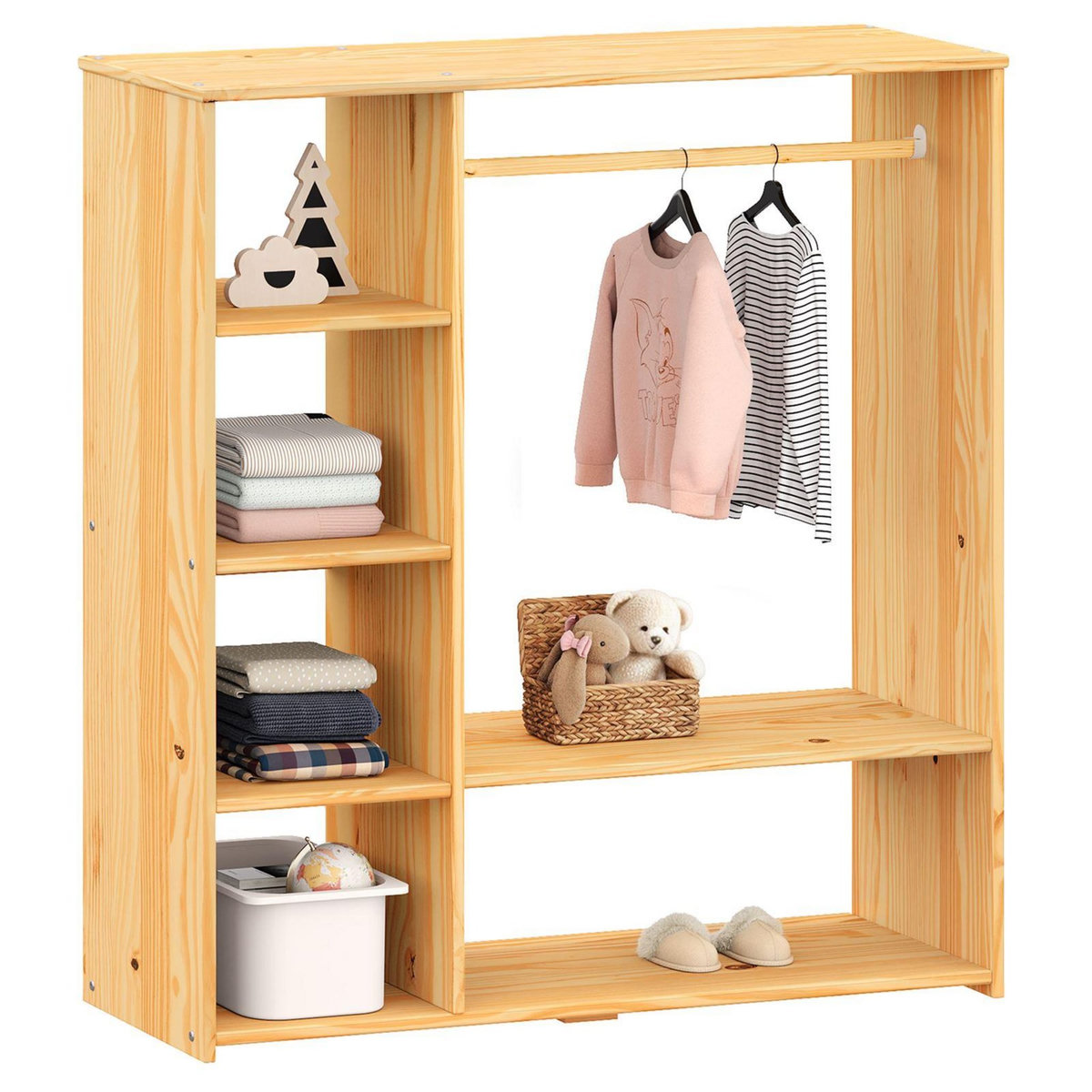 IDIMEX Penderie enfant RAFAEL avec étagères en pin massif