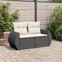 Voir la diapositive 3 : VIDAXL Canape de jardin avec coussins 2 places noir resine tressee