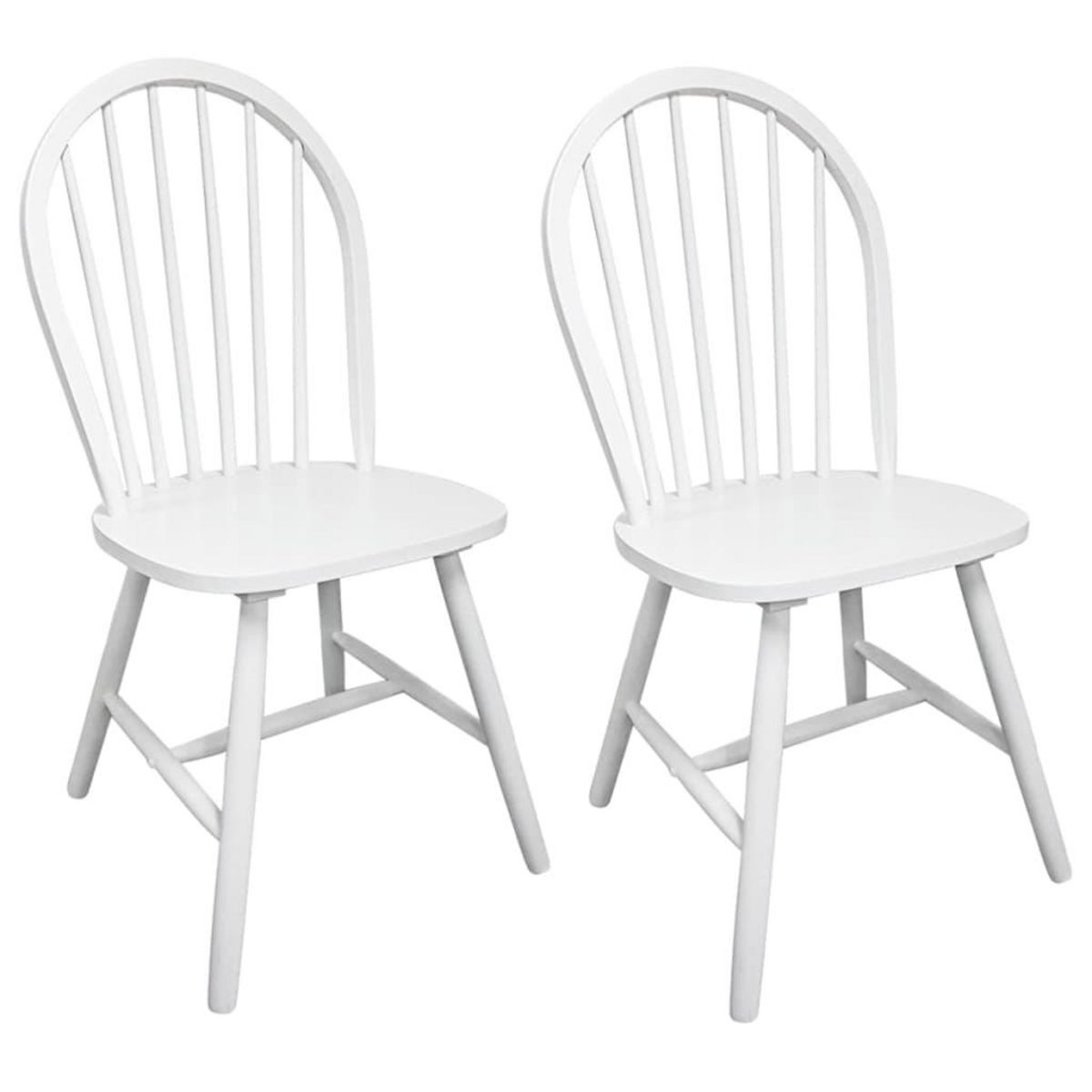 VIDAXL Chaises a manger lot de 2 blanc bois d'hevea solide