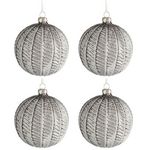Paris Prix Lot de 4 Boules de Noël  Ronde Imprimé  10cm Gris