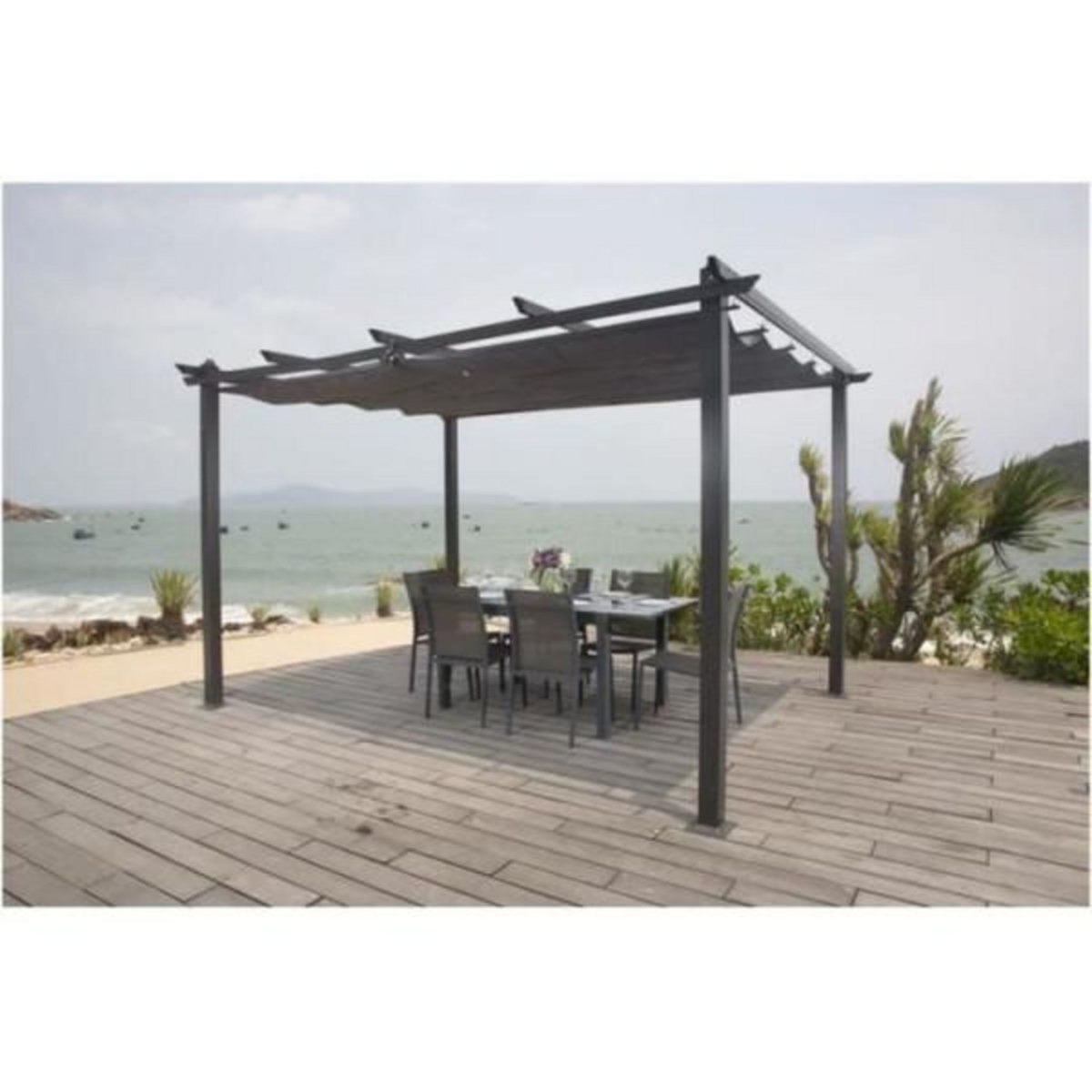 MARKET24 Pergola en aluminium CORDOBA - Gris - 4 x 3 m