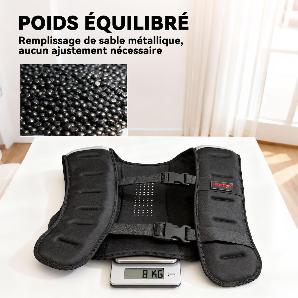 HOMCOM Gilet lesté veste lestée 8 Kg max. sangles réglables bandes réfléchissantes néoprène noir