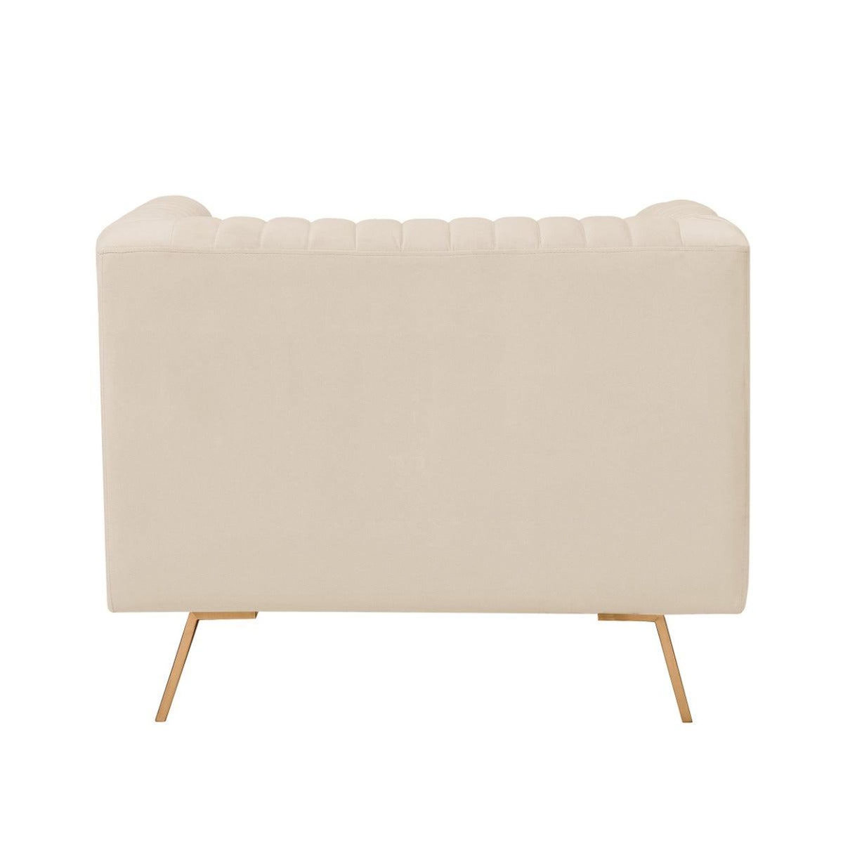 Rendez vous déco Fauteuil en velours beige et pieds en métal doré-Gatsby