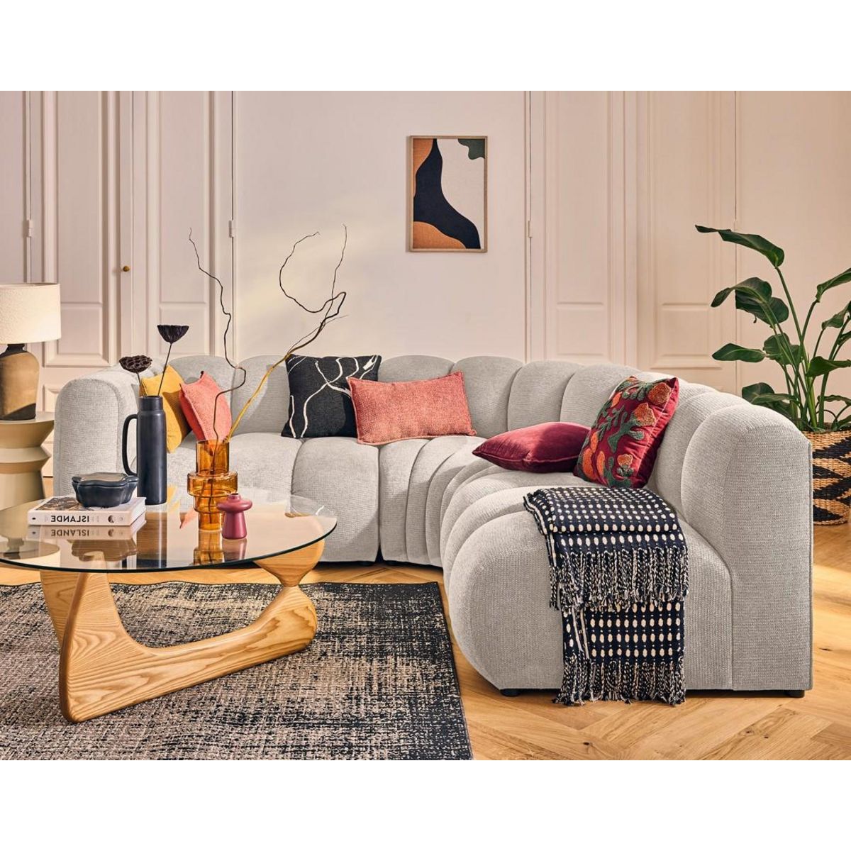 LISA DESIGN Debbie - module d'assise gauche en tissu texturé