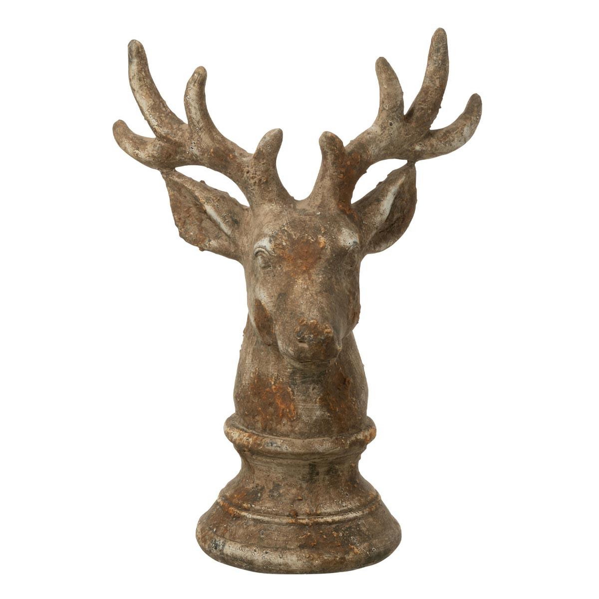 J-LINE Tête de cerf en résine  chalet  33cm taupe