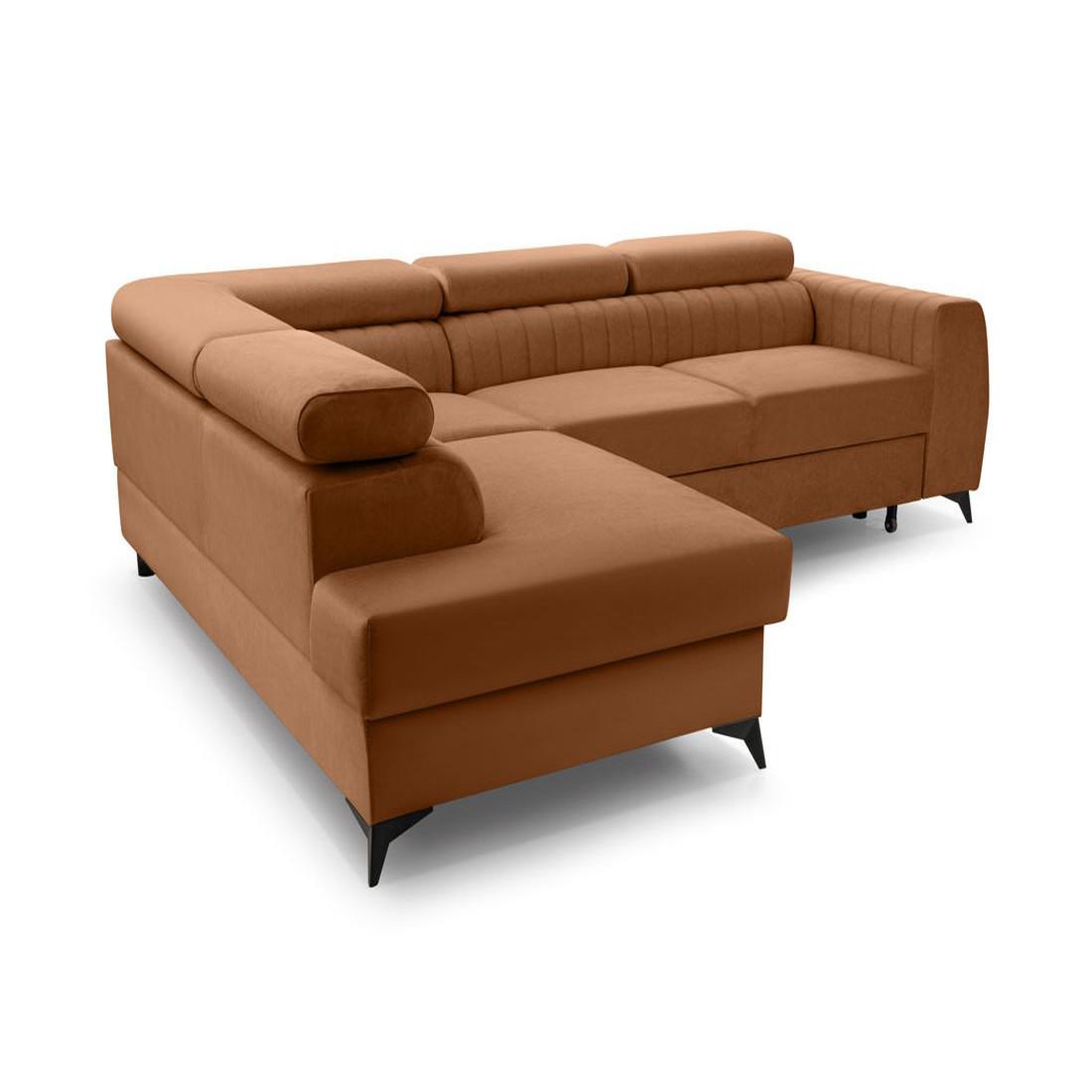 Voir la diapositive 6 : BEST MOBILIER Aneta - canapé d'angle gauche 5 places - convertible avec coffre et têtières - en velours