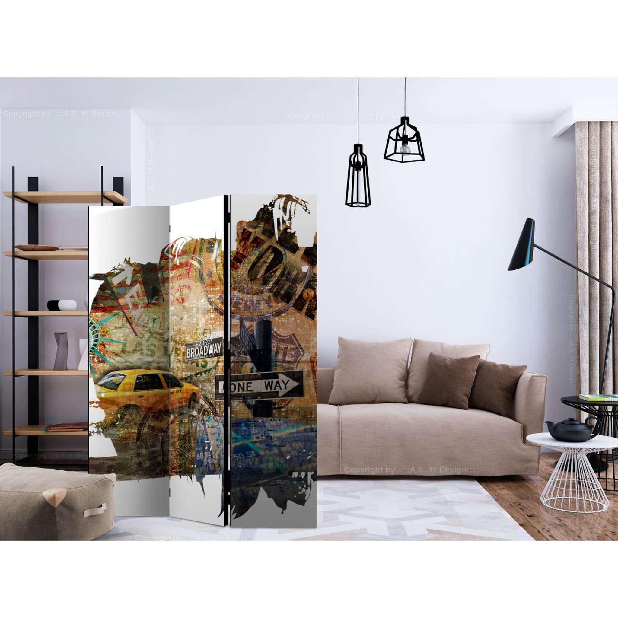 Voir la diapositive 2 : Paris Prix Paravent 3 volets  new york collage  135x172cm