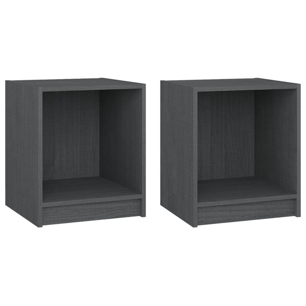 VIDAXL Tables de chevet 2 pcs Gris 35,5x33,5x41,5cm Bois de pin massif