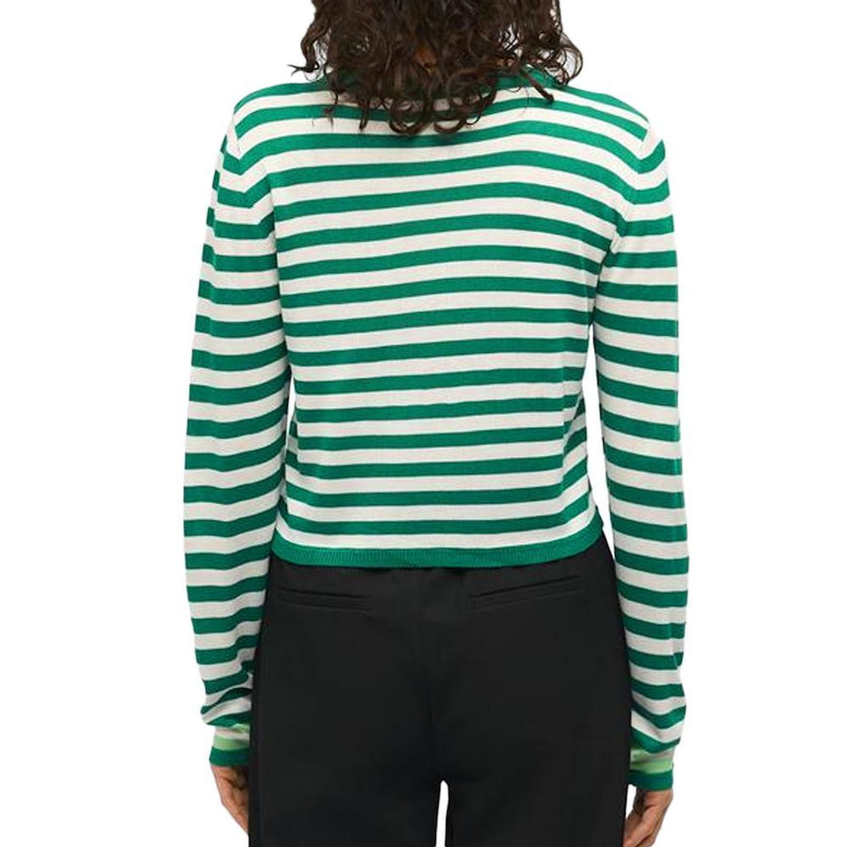 OBJECT Pull Beige/Vert Femme Object Cropped