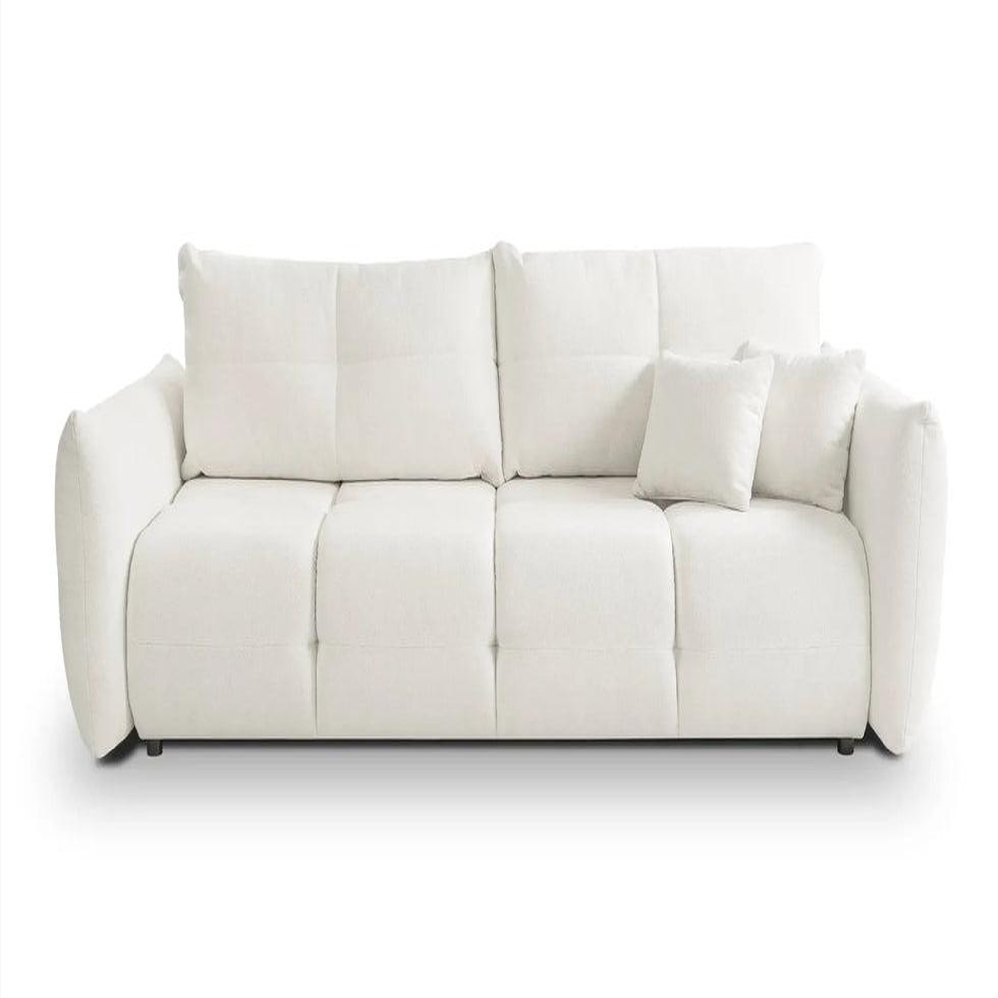 CASANOVA PARIS June - canapé droit convertible tissu bouclette. Coloris disponibles : Marron, Orange, Gris, Vert, Beige