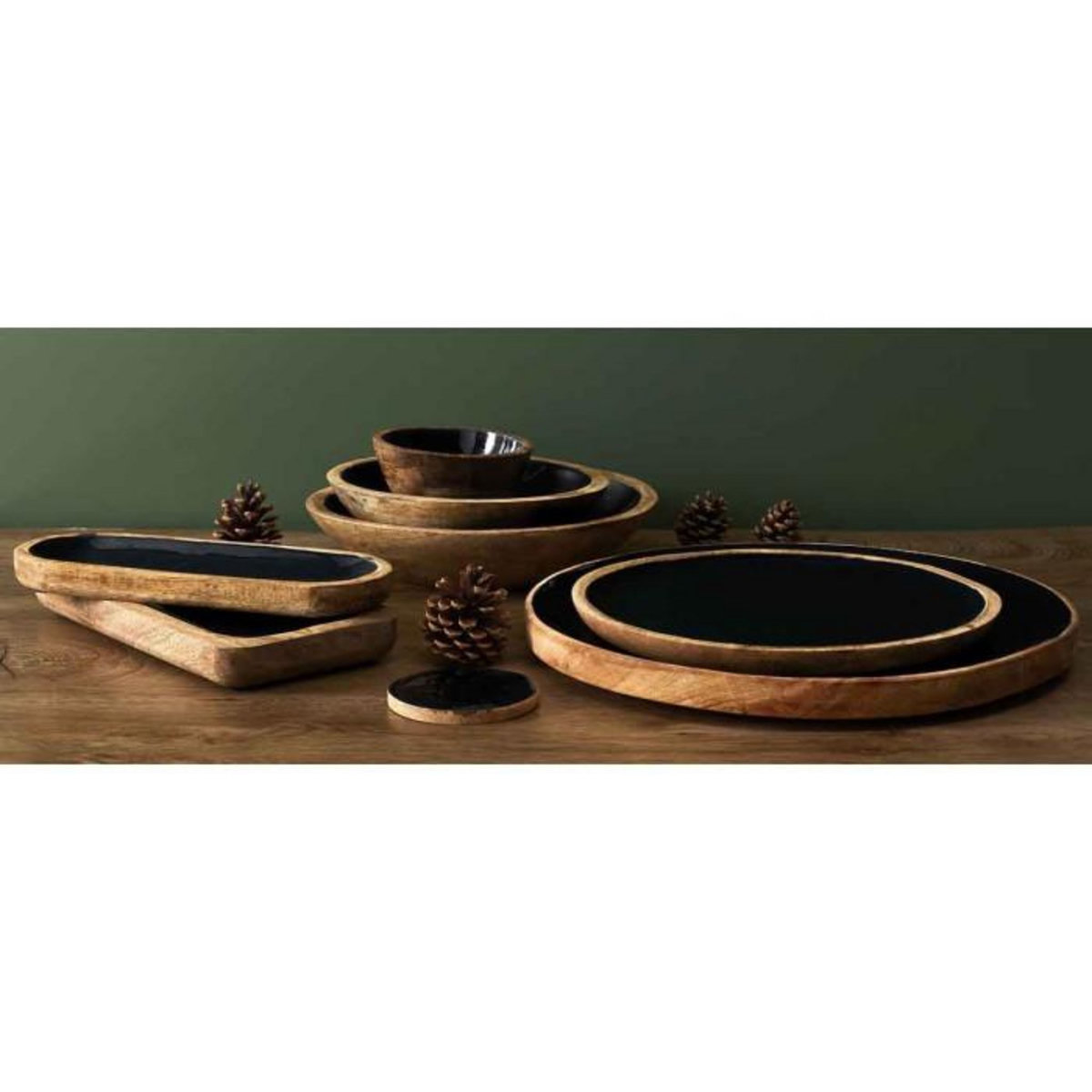 Paris Prix Dessous d'Assiette en Bois  Black Forest  35cm Noir