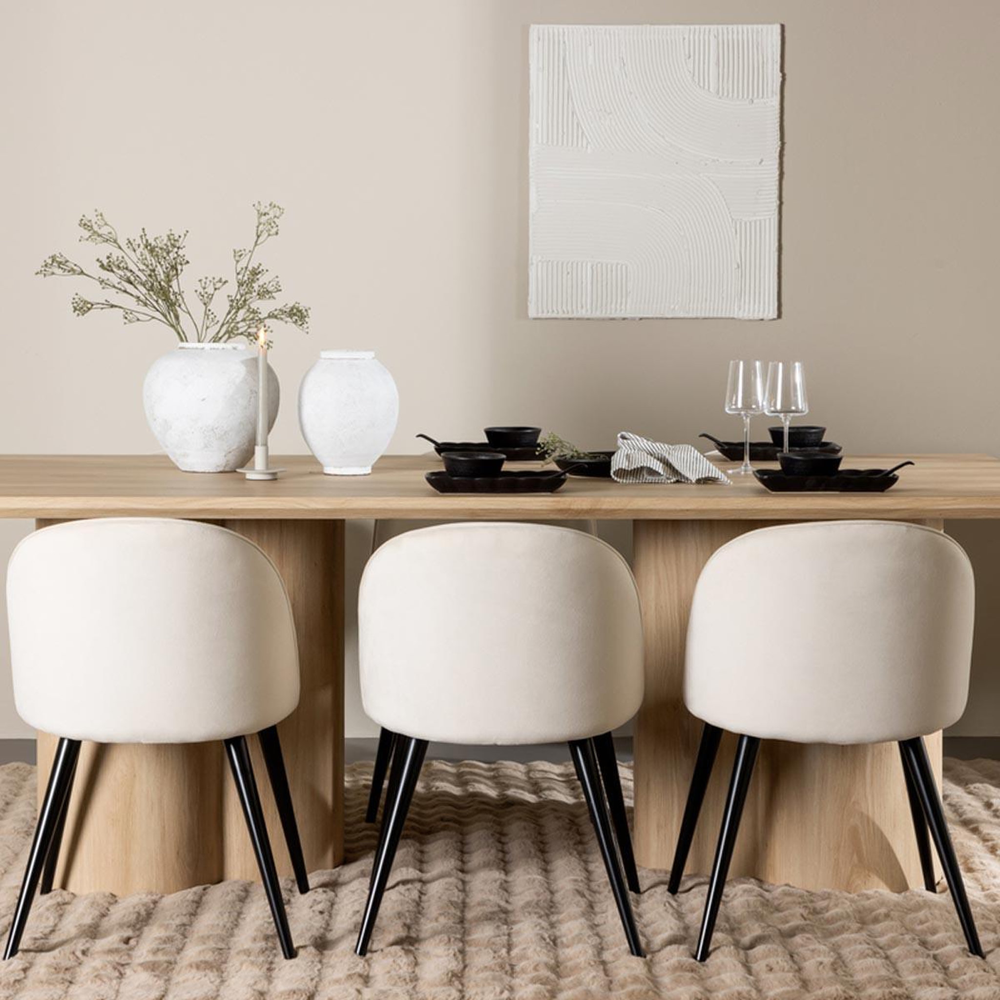 Voir la diapositive 5 : Paris Prix Ensemble table à manger & 6 chaises  olivia & velvet  210cm naturel & beige