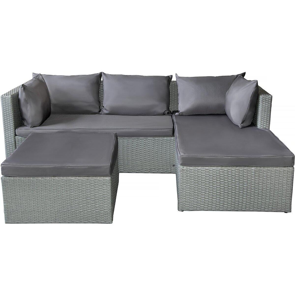 Habitat et Jardin Salon de jardin bas en résine tressée  Diya  3 places - Gris