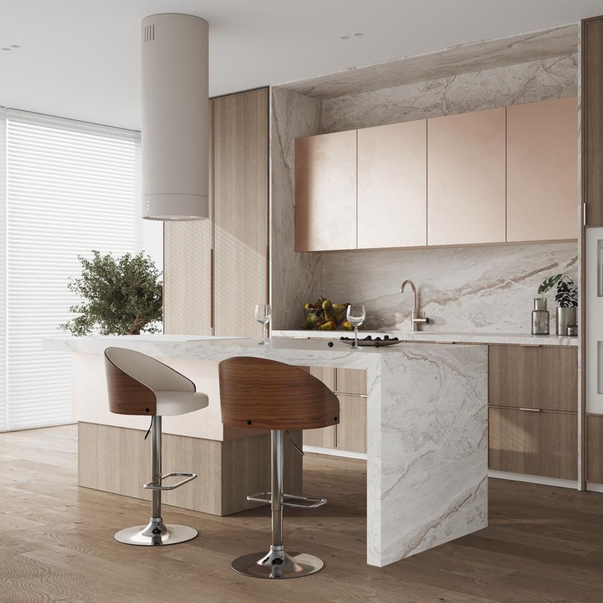 Rendez vous déco Chaise de bar réglable 63/84 cm en tissu beige - Carmelo