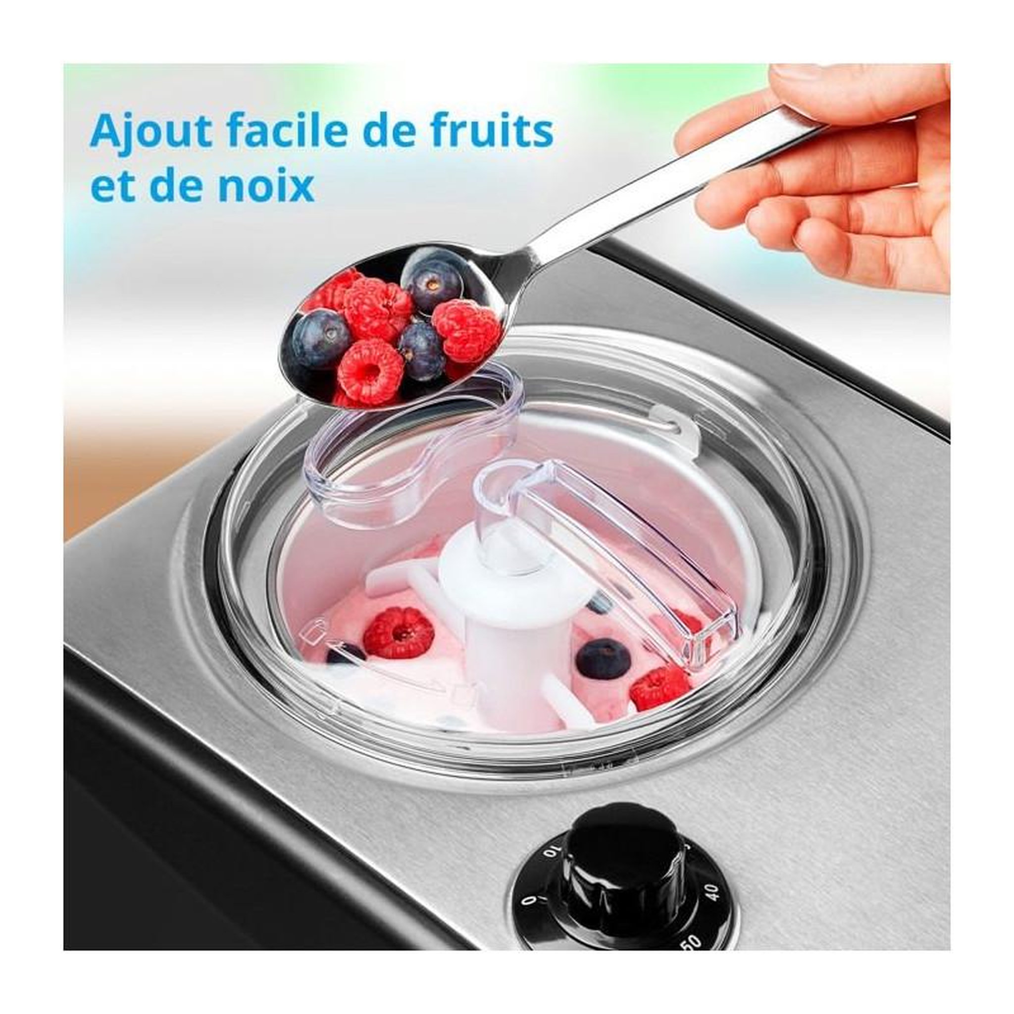 Voir la diapositive 5 : Medion MEDION Sorbetiere et yaourtiere électrique en aluminium avec compresseur, machine a glace d'une capacité d'1,5 litre (correspo