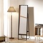 Voir la diapositive 2 : HOMCOM Miroir sur pied avec rangements grande taille dim. 148,5 x 40 cm métal noir