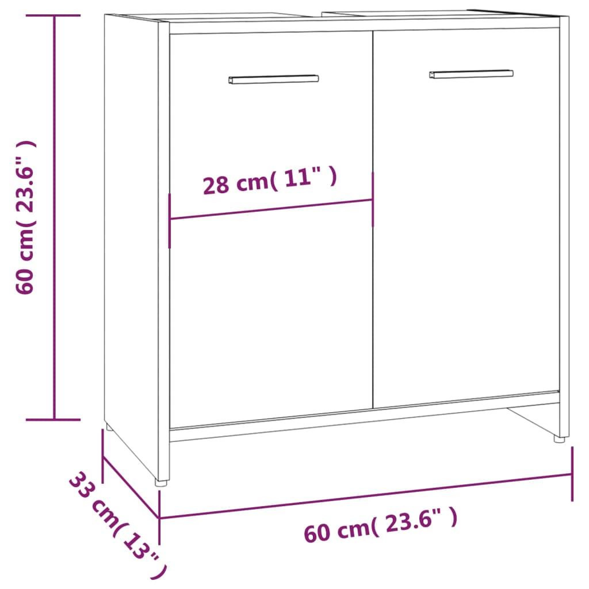 Voir la diapositive 6 : VIDAXL Armoire de bain Chene fume 60x33x60 cm Bois d'ingenierie