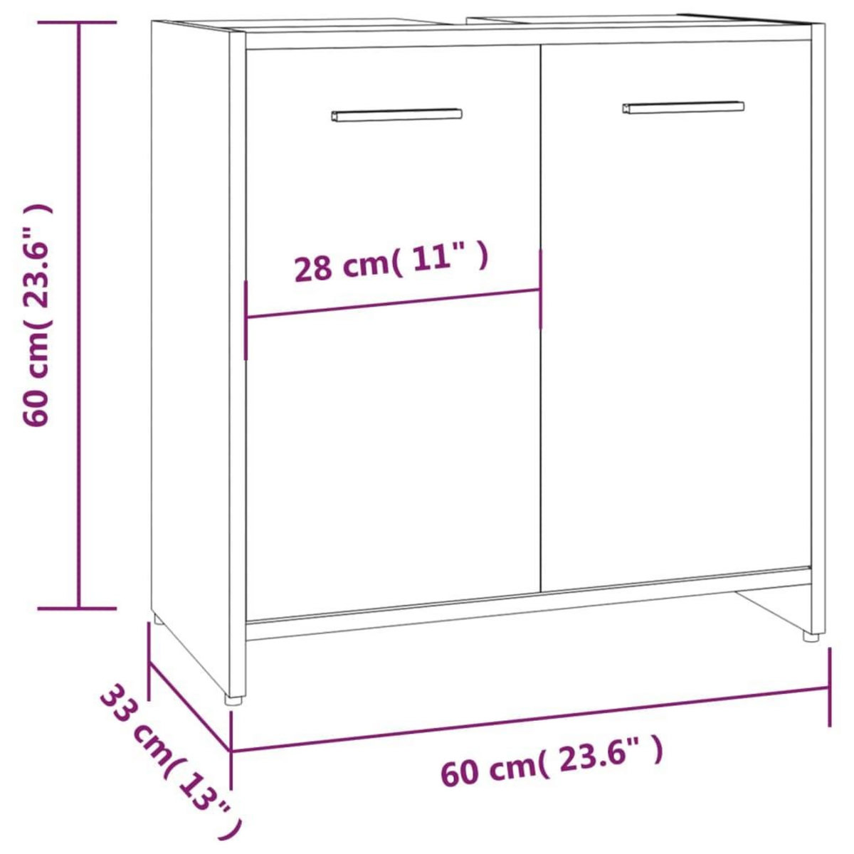 VIDAXL Armoire de bain Chene fume 60x33x60 cm Bois d'ingenierie