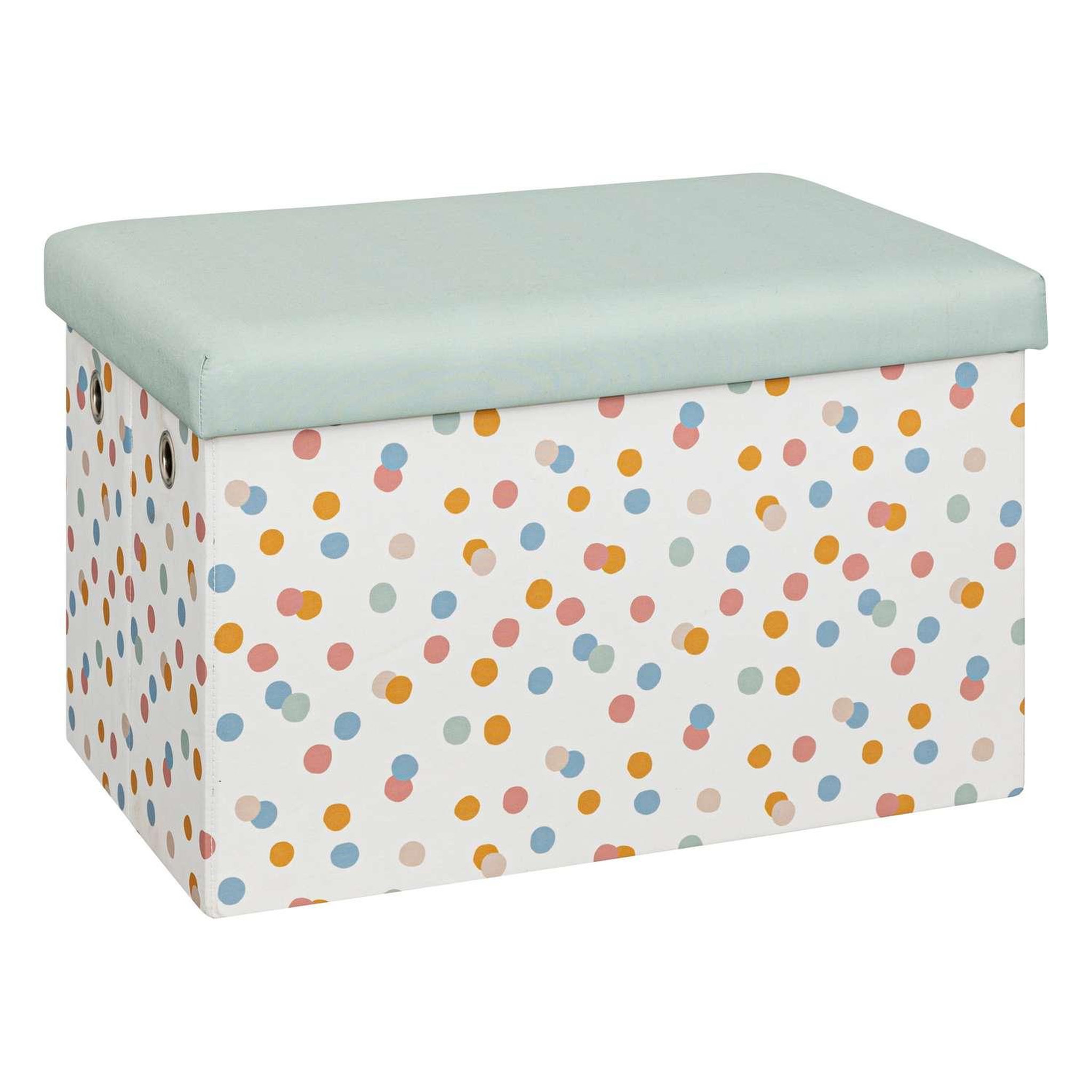 Voir la diapositive 1 : ATMOSPHERA Pouf de rangement pliant POIS - Bleu