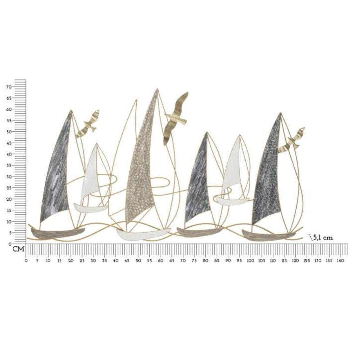 Paris Prix Décoration Murale en Métal  Boat Light  123cm Multicolore