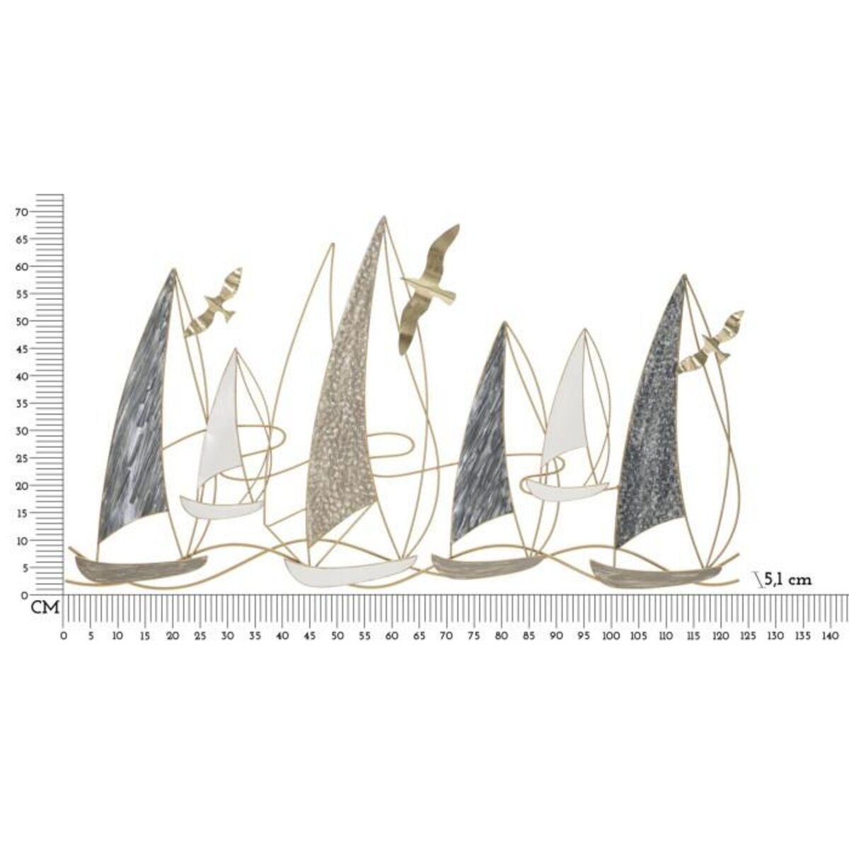 Paris Prix Décoration Murale en Métal  Boat Light  123cm Multicolore