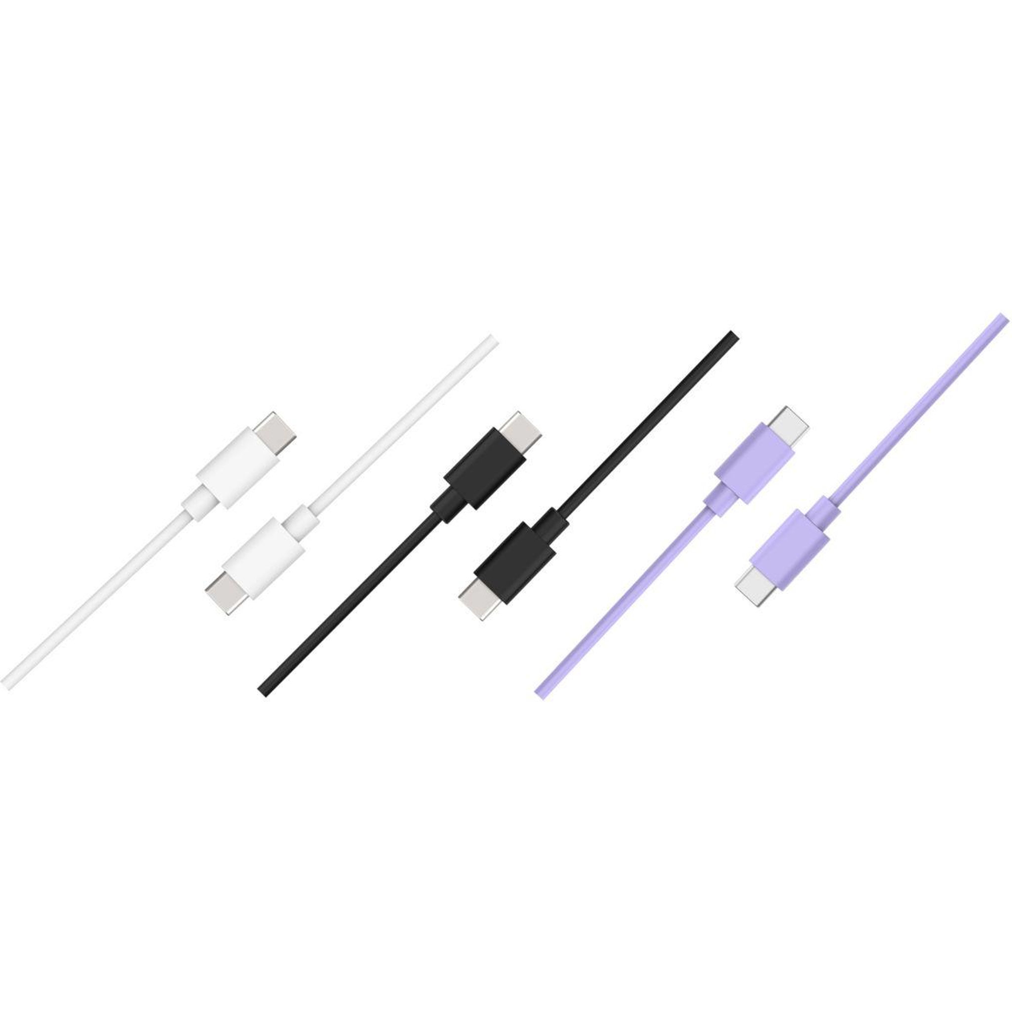 Voir la diapositive 2 : ESSENTIEL B Câble USB C pack 3 câbles USB-C 1M Blanc/Noir/Mauve