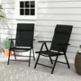 Voir la diapositive 2 : OUTSUNNY Lot de 2 chaises de jardin pliantes avec accoudoirs alu teslin rembourré déperlant noir