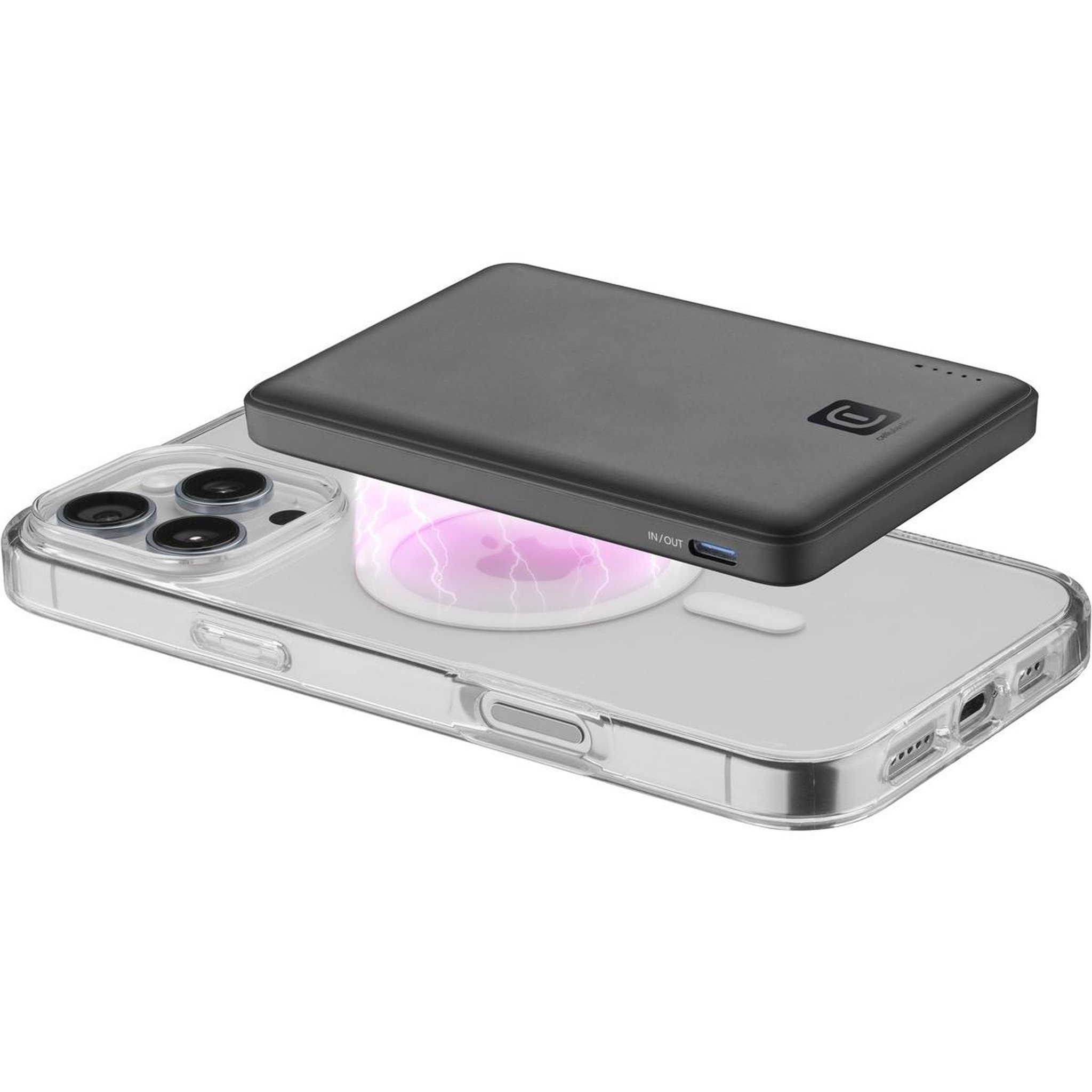 Voir la diapositive 2 : CELLULAR LINE Cellularline power bank magsafe 5000 power bank magsafe 5 000 est le chargeur sans fil et portable avec la technologie magsafe de 7.5w. Son design compact et sa finition soft touch en font le choix idéal pour une recharge rapide et sans câble.