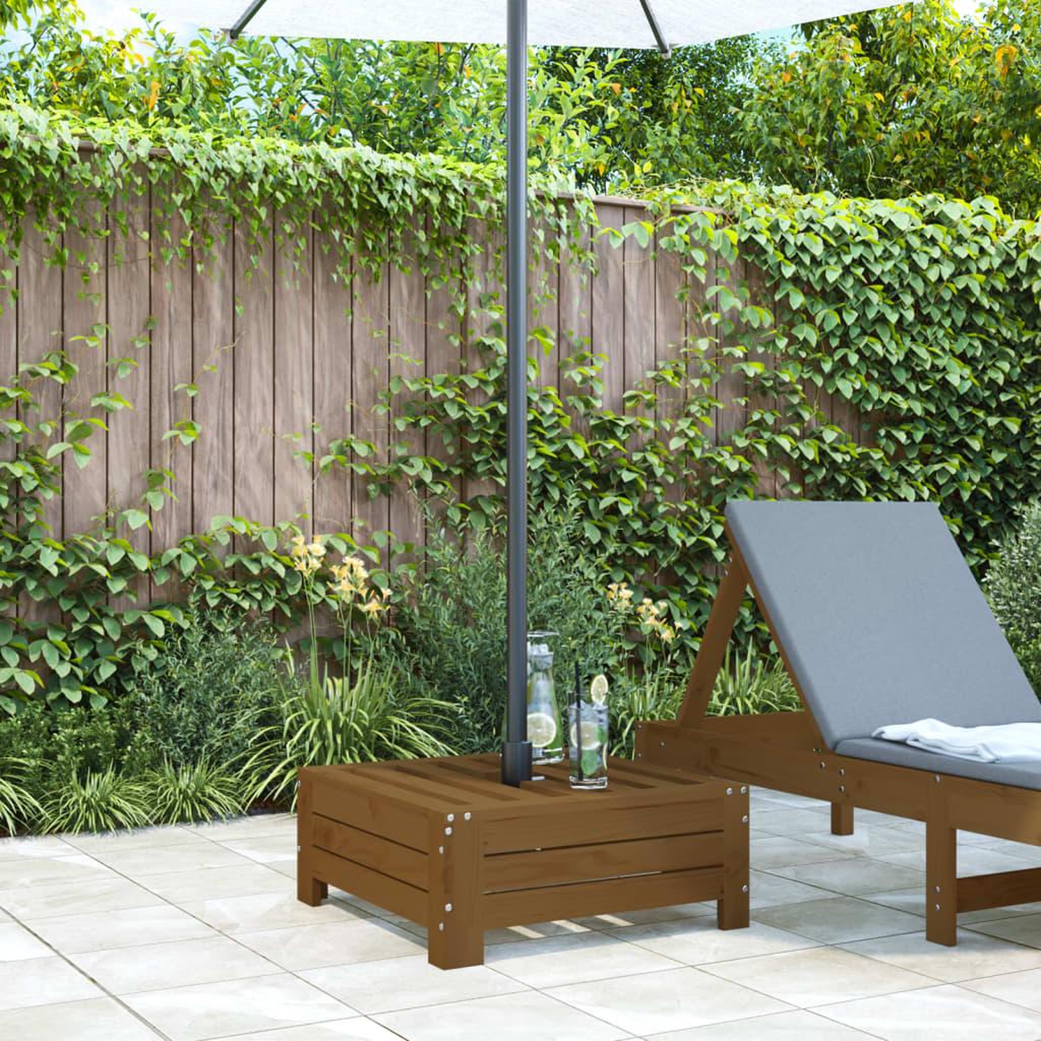Voir la diapositive 3 : VIDAXL Couvercle de base de parasol marron miel bois massif de pin