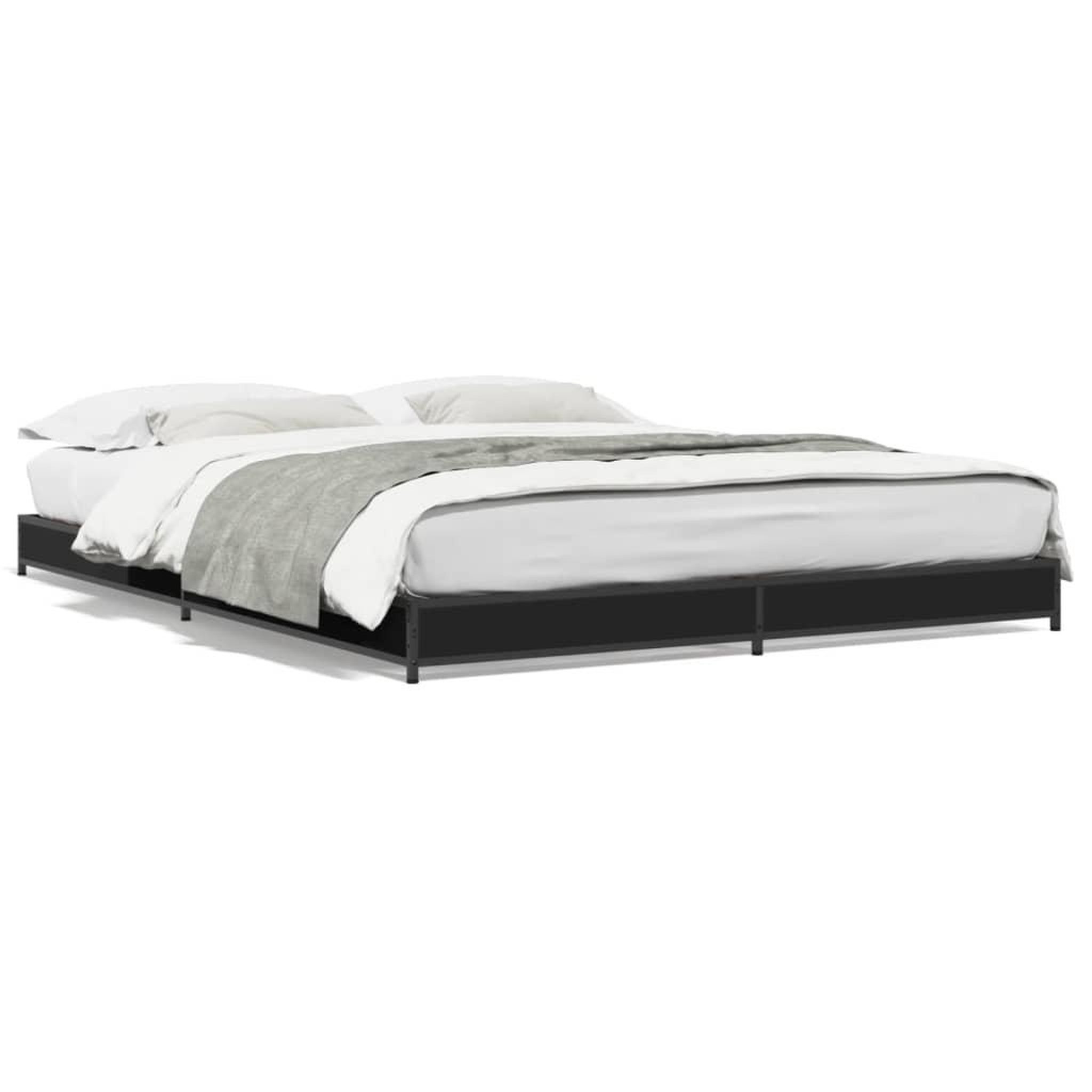 Voir la diapositive 2 : VIDAXL Cadre de lit sans matelas noir 135x190 cm