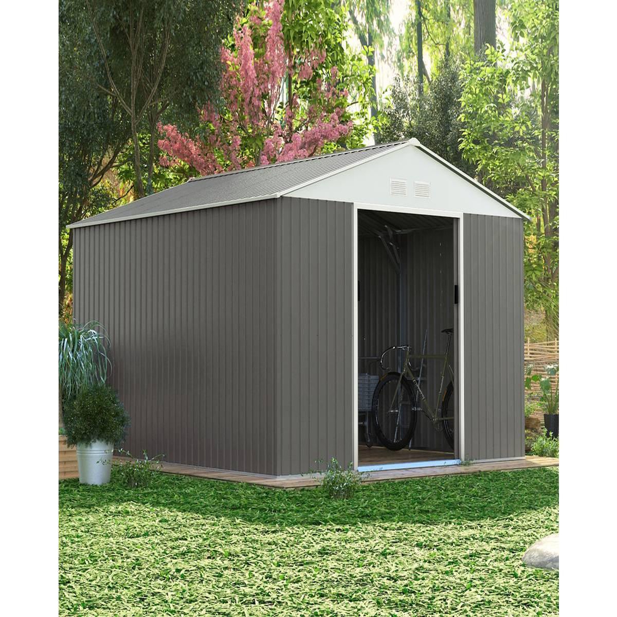 Voir la diapositive 2 : Habitat et Jardin Abri de jardin métal  dallas  - 15,16 m² - taupe