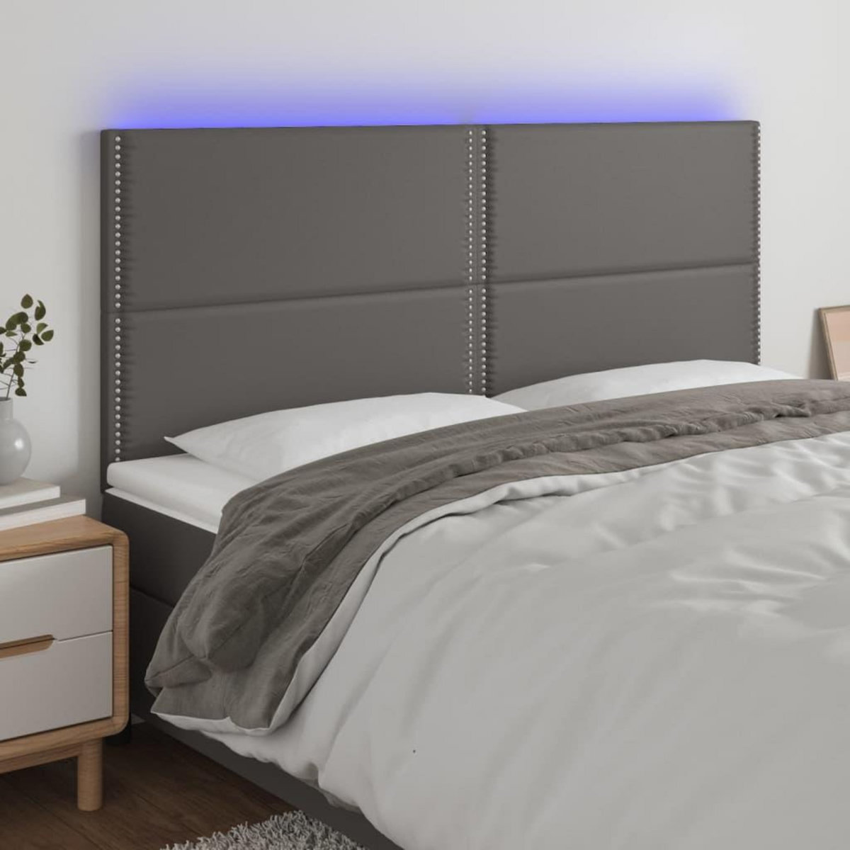 VIDAXL Tete de lit a LED Gris 160x5x118/128 cm Similicuir