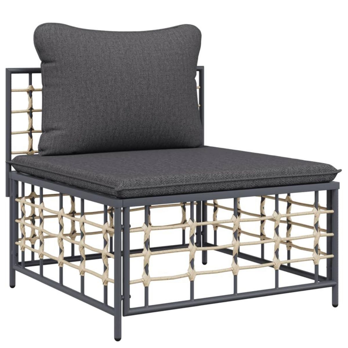 VIDAXL Salon de jardin 7 pcs avec coussins anthracite resine tressee