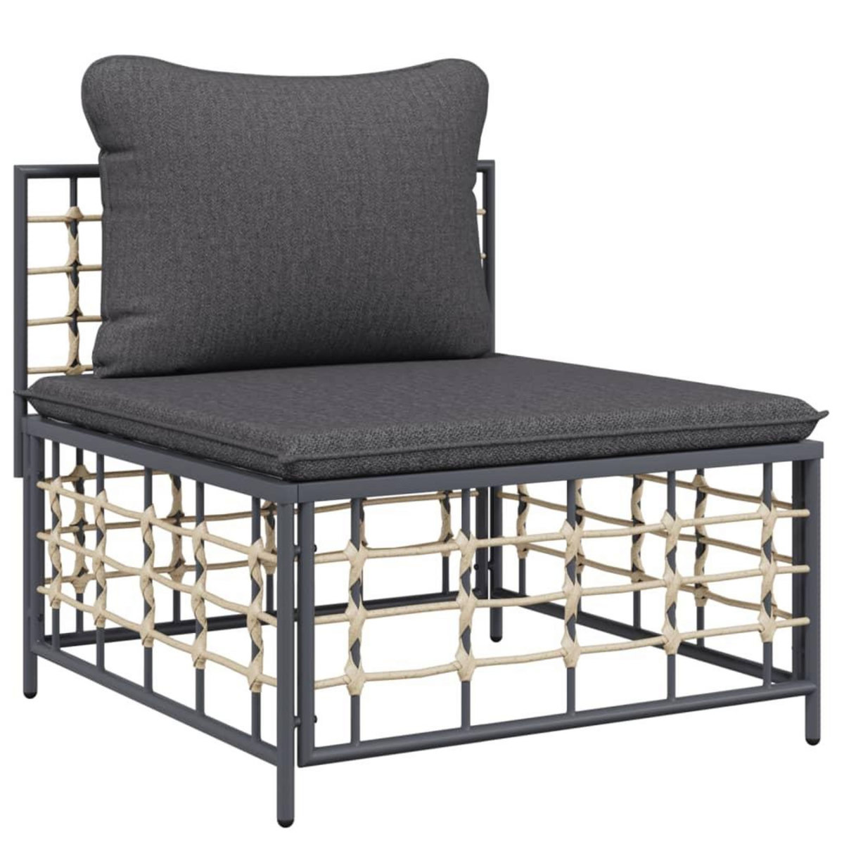 VIDAXL Salon de jardin 7 pcs avec coussins anthracite resine tressee