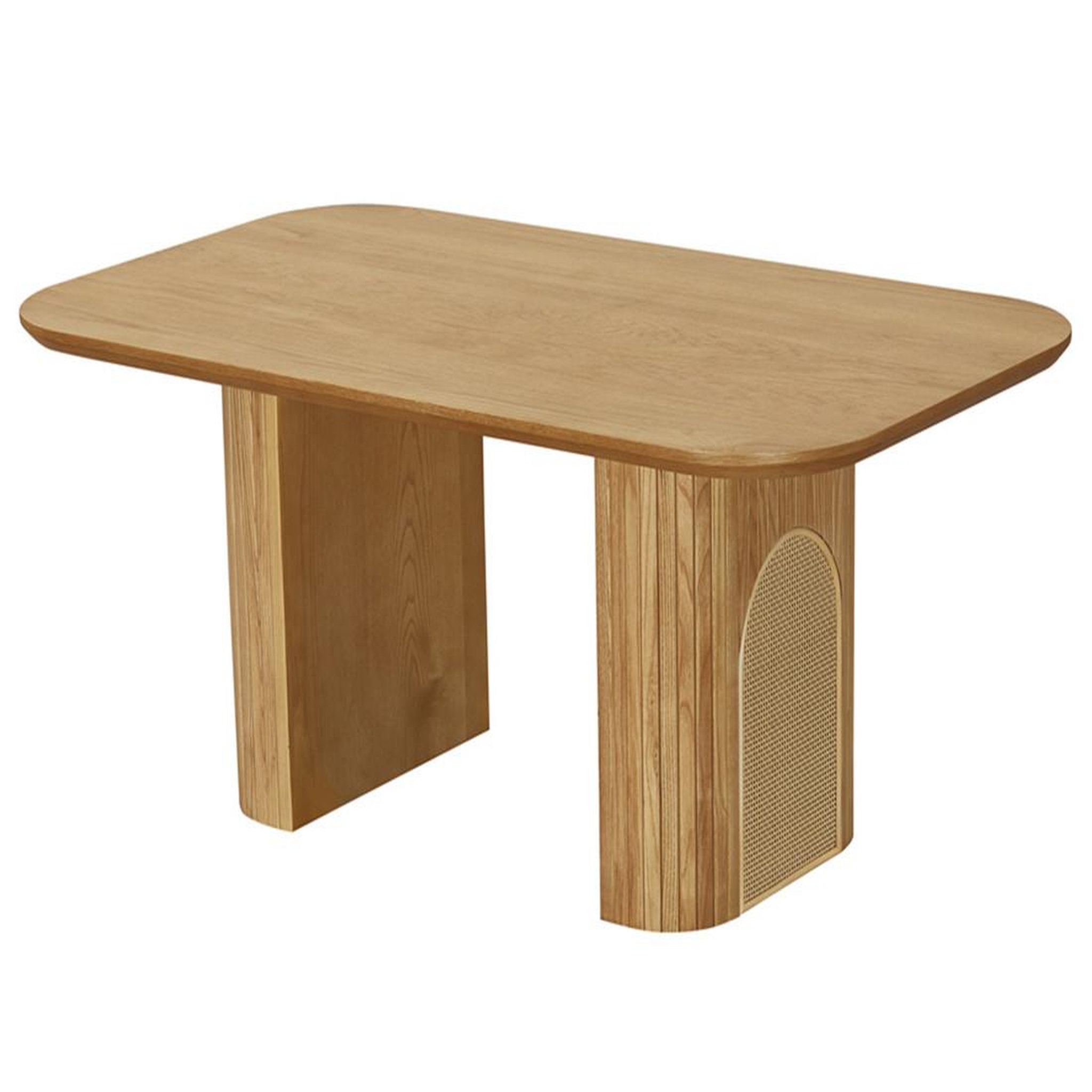 Voir la diapositive 3 : LISA DESIGN Milazzo - table basse - bois plaqué chêne et cannage - 120 cm