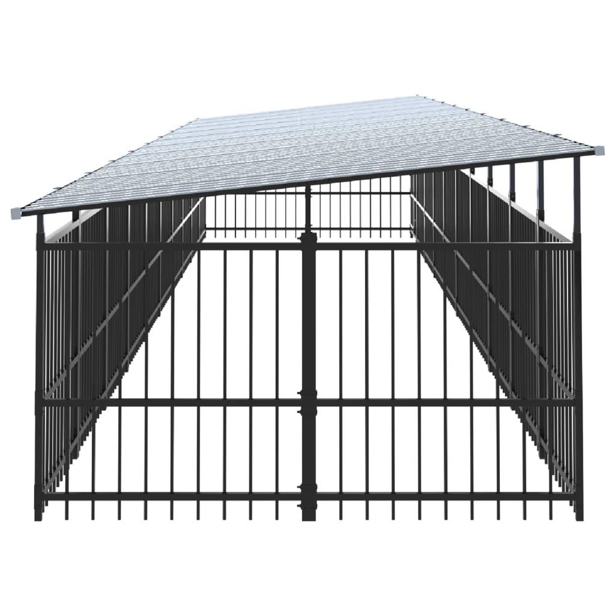 Voir la diapositive 4 : VIDAXL Chenil d'exterieur avec toit pour chiens Acier 18,77 m²